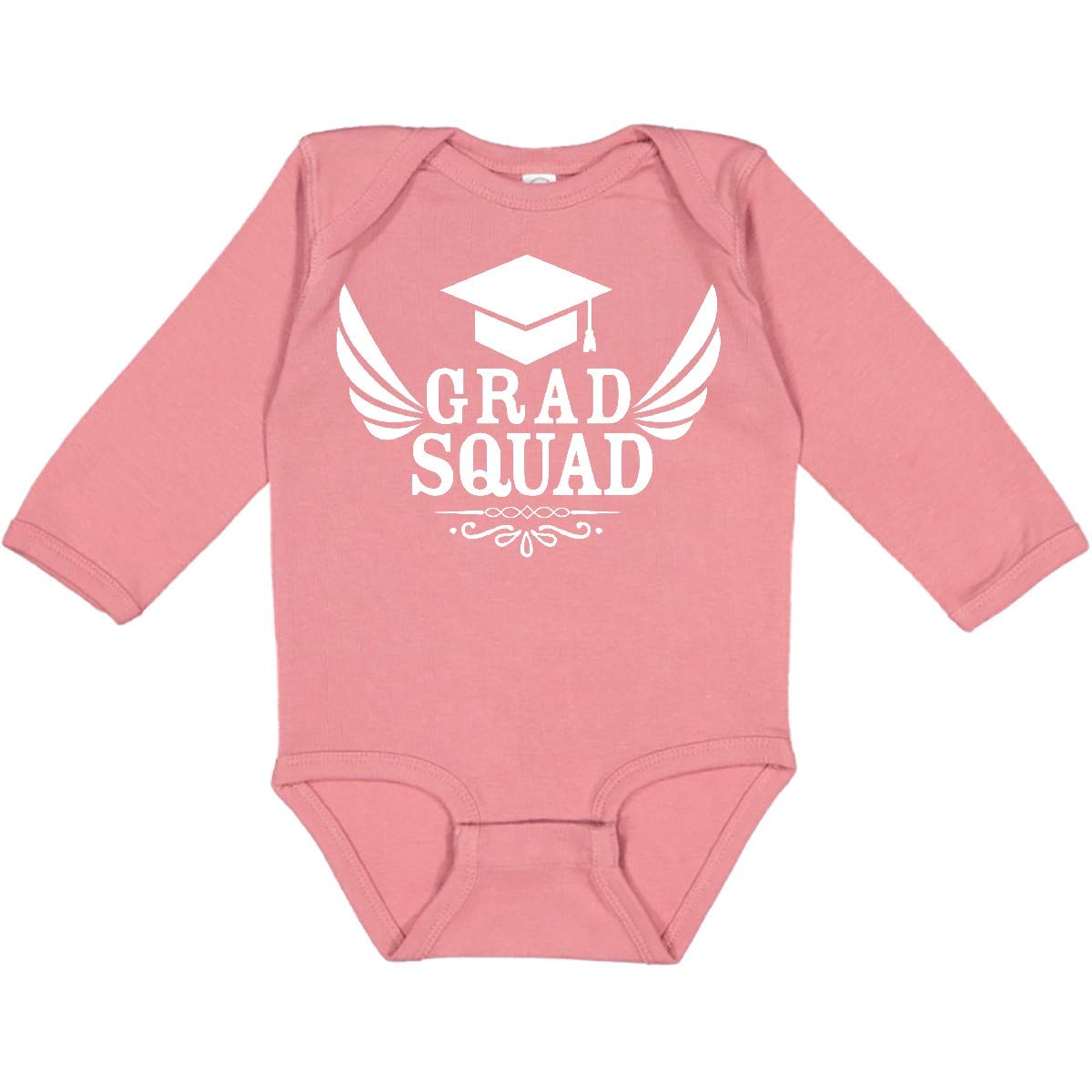 Inktastic Grad Squad Long Sleeve Baby Bodysuit - Graduation Cap & Wings Design - Perfect for Graduation Photos, First Birthday & School Events