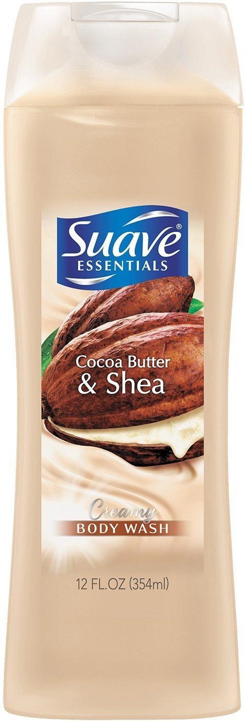 Suave Naturals Cocoa Butter & Shea Body Wash - 12 oz (Pack of 4) | Moisturizing Shower Gel for Dry Skin | Perfect for Daily Hydration & Relaxing Bath Time