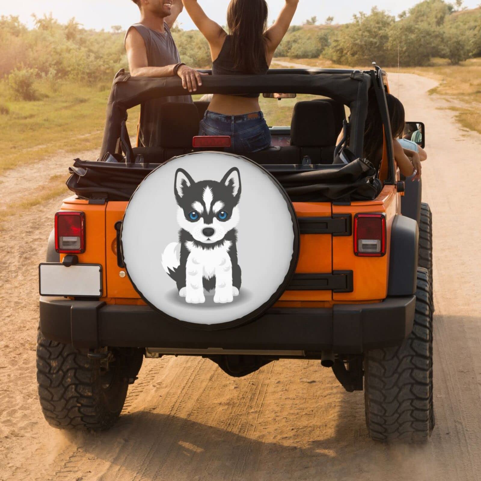 Siberian Husky Puppy Spare Tire Cover - 14 Inch Dustproof Wheel Protector for Trailers, RVs, SUVs & Vehicles | Perfect for Outdoor Adventures & Road Trips