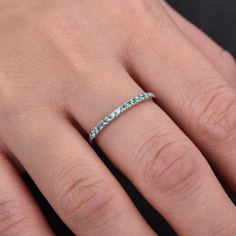 Silver Alexandrite Wedding Band - Sterling Silver Eternity Ring for Stacking | Perfect for Bridal Jewelry, Anniversary Gifts & Everyday Elegance