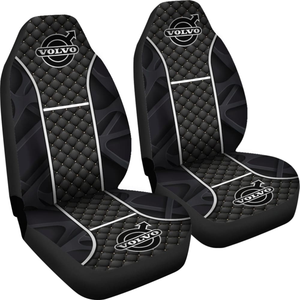 Premium Volvo Black Themed Printed Car Seat Covers 210901 - Perfect for Car Enthusiasts & Custom Vehicle Interior Upgrades