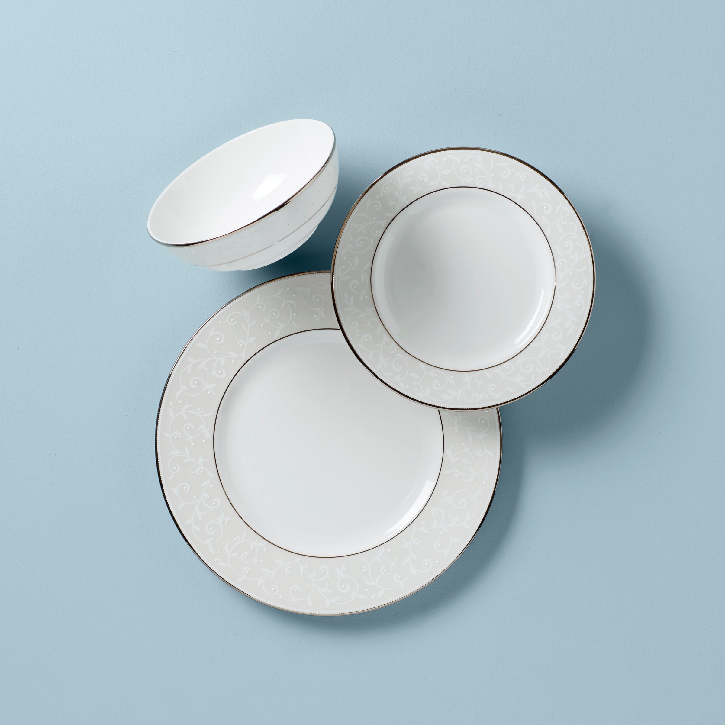 Opal Innocence 3-Piece Dinnerware Set - Elegant Plates, Bowls & Cups for Formal Dining, Casual Meals & Special Occasions