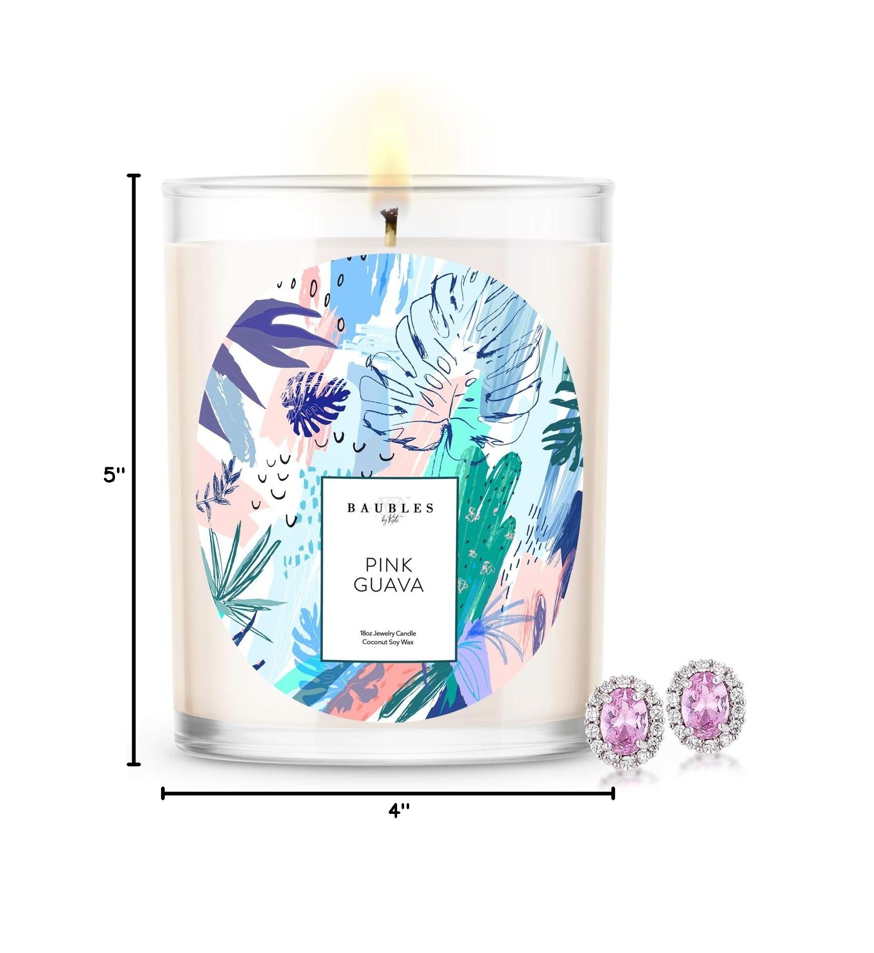 Pink Guava Scented Premium Candle with Surprise Jewelry Inside - 18oz Large Soy Wax Candle, Made in USA, Parrafin-Free - Perfect for Home Decor, Gift Giving & Relaxation