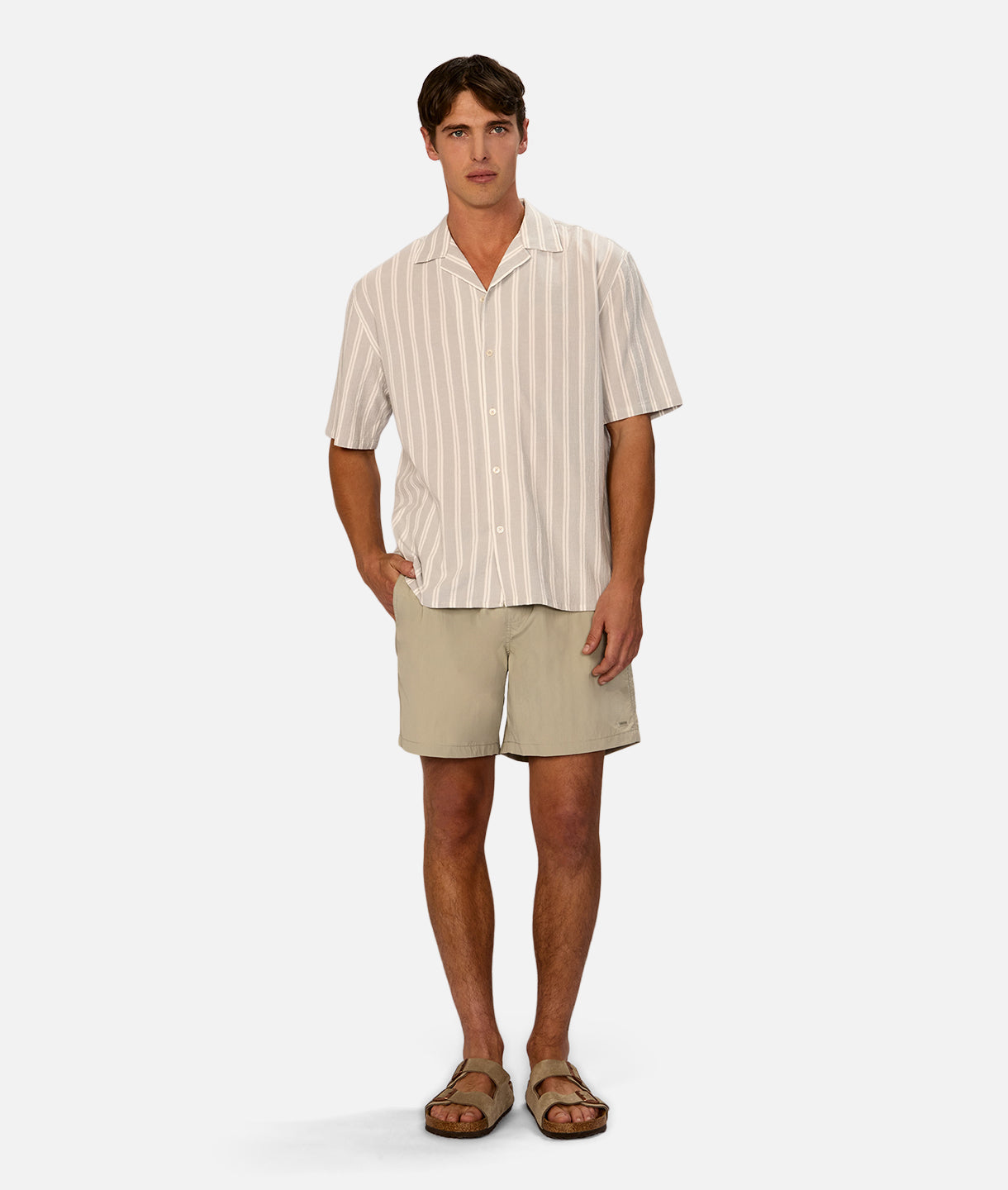 Premium Striped Short Sleeve Magna Shirt for Men - Sage White & Classic Fit - Perfect for Casual Wear, Office & Summer Outings