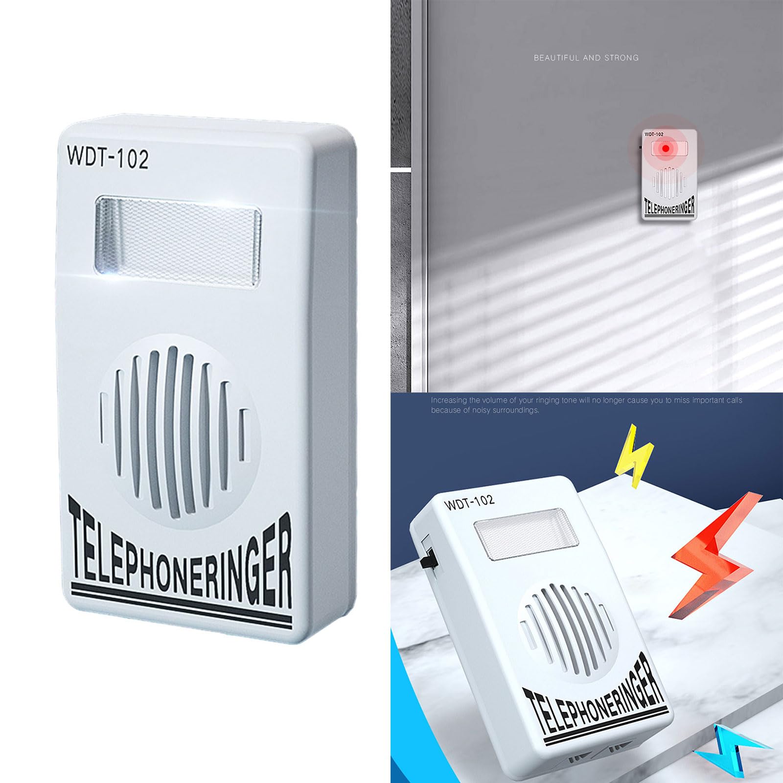 YOGOTEU External Loud Telephone Ringer Amplifier - No Power Needed Phone Ring Booster for Clearer Calls | Perfect for Seniors, Offices & Hearing Impaired Users