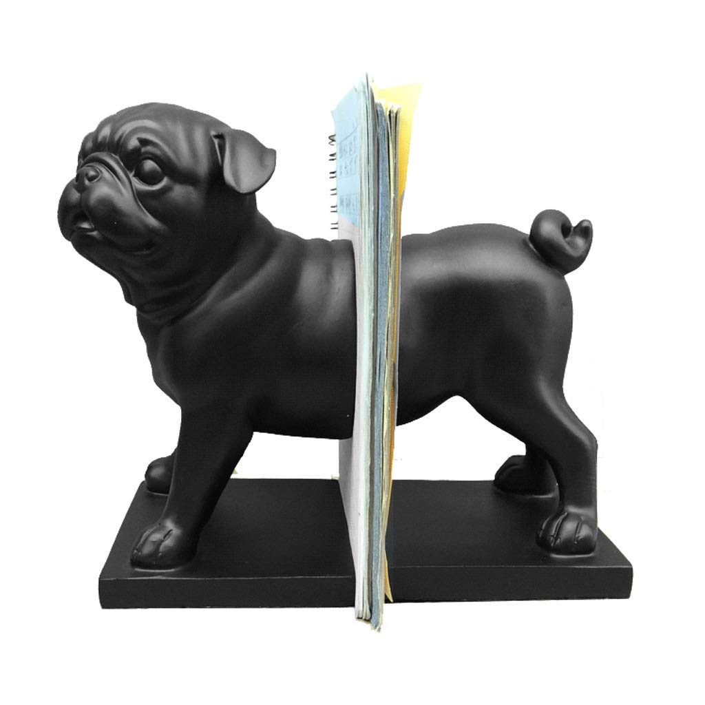 ZANZAN Pug Dog Bookends - 1 Pair Resin Bookends for Shelves & Desks, Creative Book Stopper & Bookshelf Decor, Perfect for Home Office, Library, and Study Room Organization