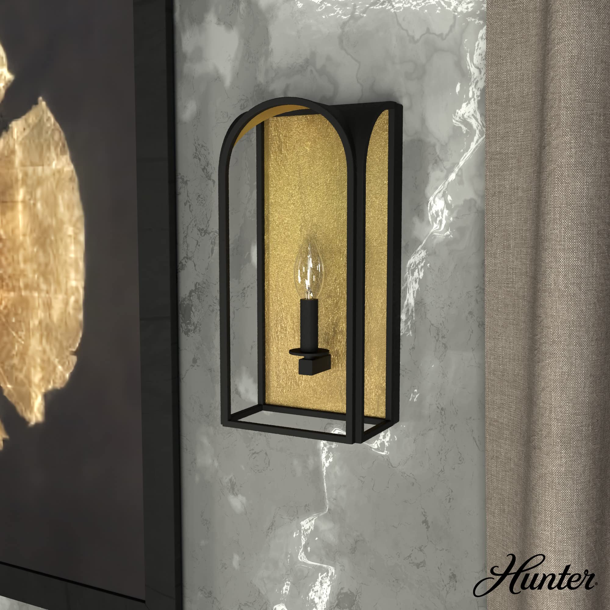 Hunter Fan Company 19729 Dukestown Wall Sconce - Natural Iron Finish, Vintage Industrial Wall Light Fixture for Living Room, Bedroom, or Entryway Lighting