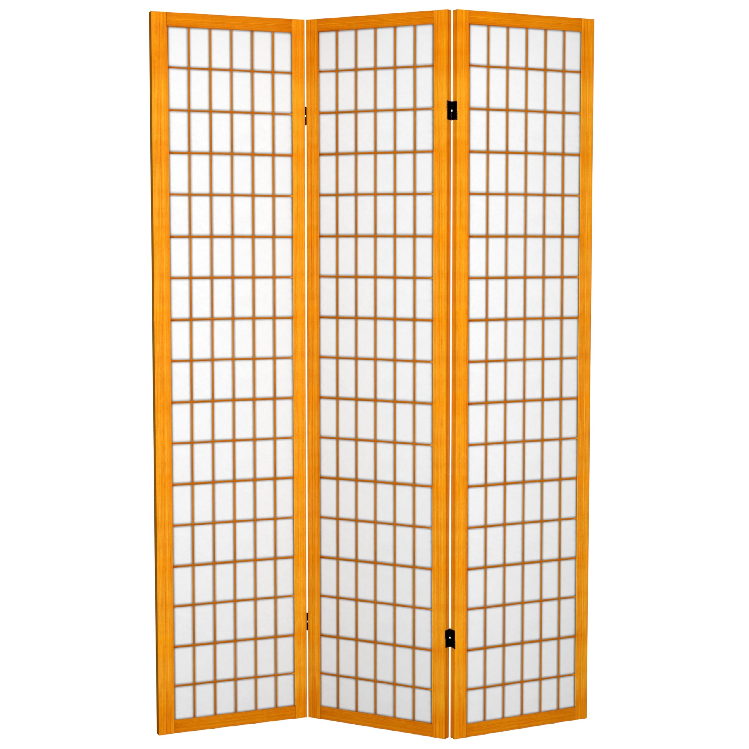 6 ft. Tall Red Lantern Canvas Window Pane Honey Room Divider - 3 Panel Folding Privacy Screen for Living Room, Bedroom & Office Partition