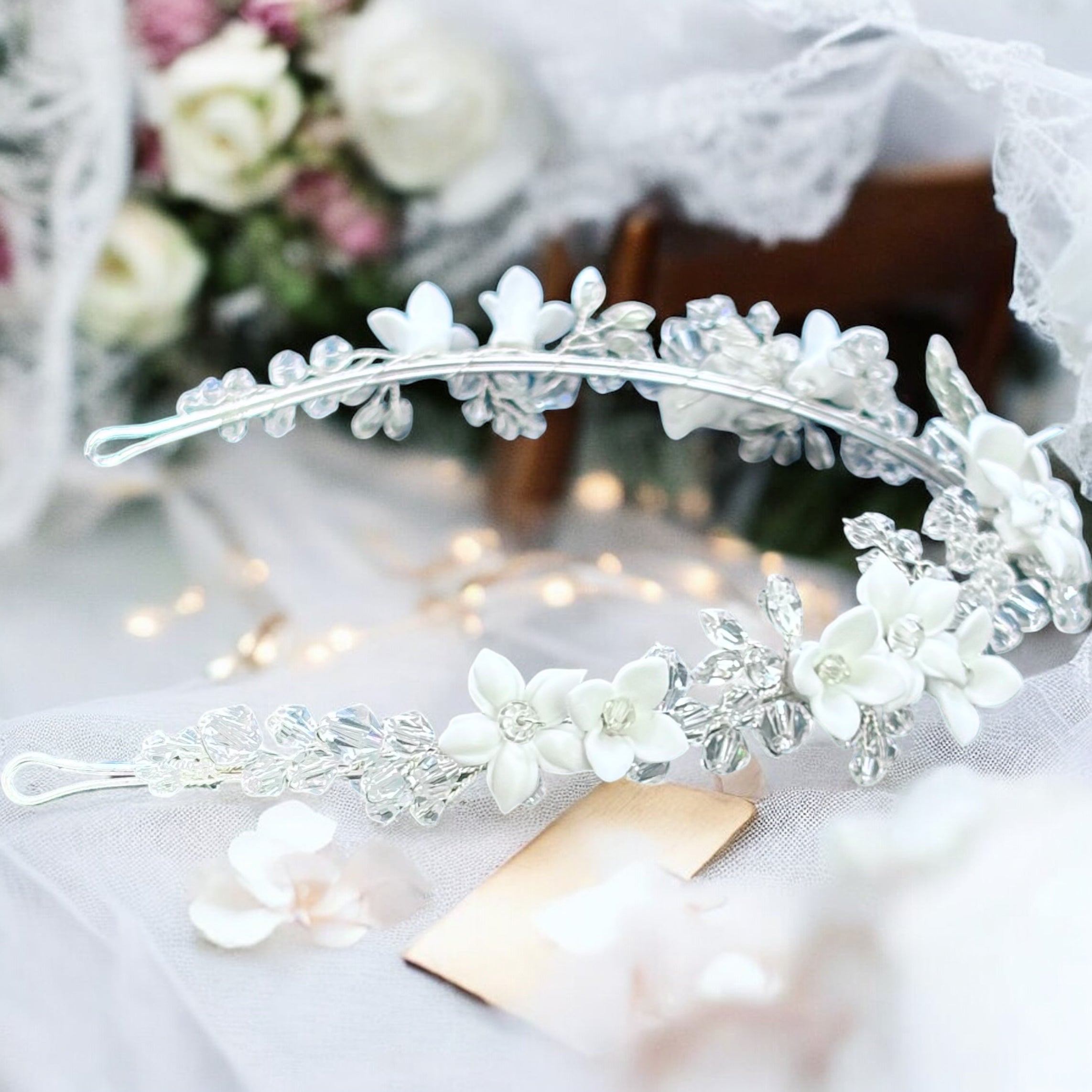 Elegant Silver Floral Bridal Headpiece with Sparkling Crystals TT1073 - Perfect for Weddings, Prom, and Special Occasions