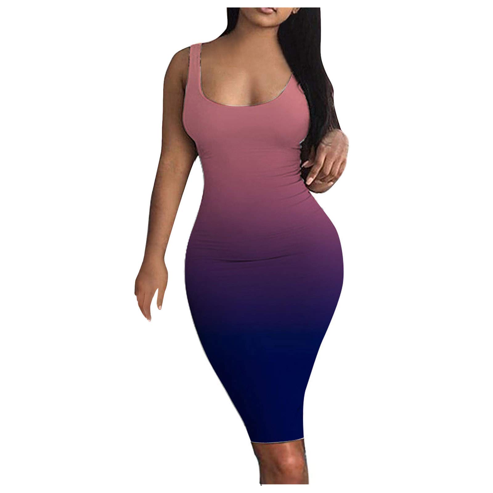 Gradient A-Line Tank Dress for Women - Sleeveless Midi & Mini Boho Party Dresses | Perfect for Club Nights, Summer Outings, and Casual Wear