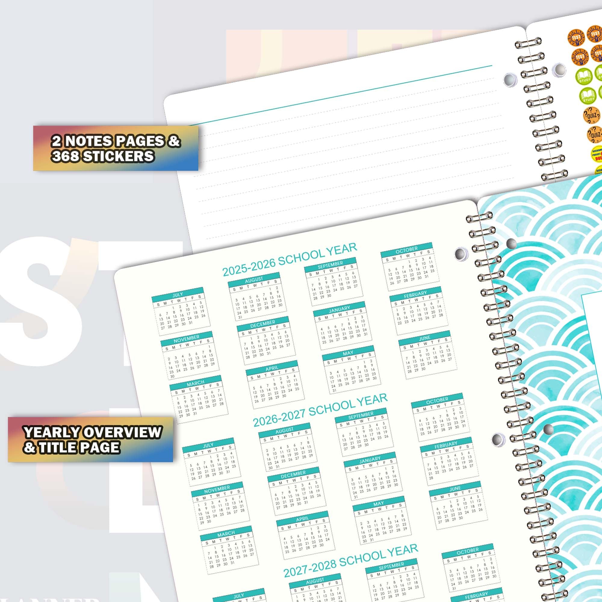 2025-2026 Academic Planner for Students - July 2025 to June 2026 School Year Organizer - 9