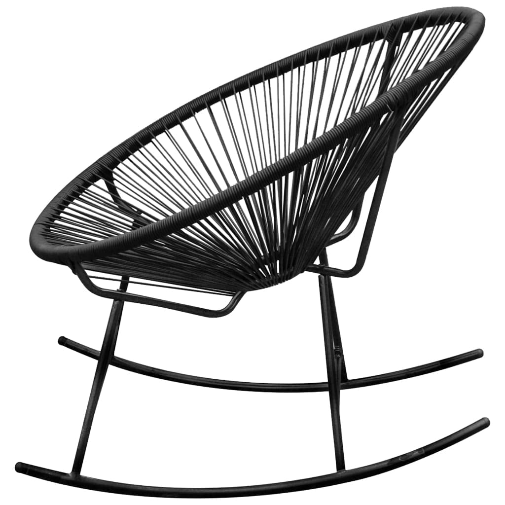 SKM Outdoor Rocking Chair - Black Poly Rattan Patio Furniture for Garden, Porch & Backyard Relaxation | Weather-Resistant & Comfortable