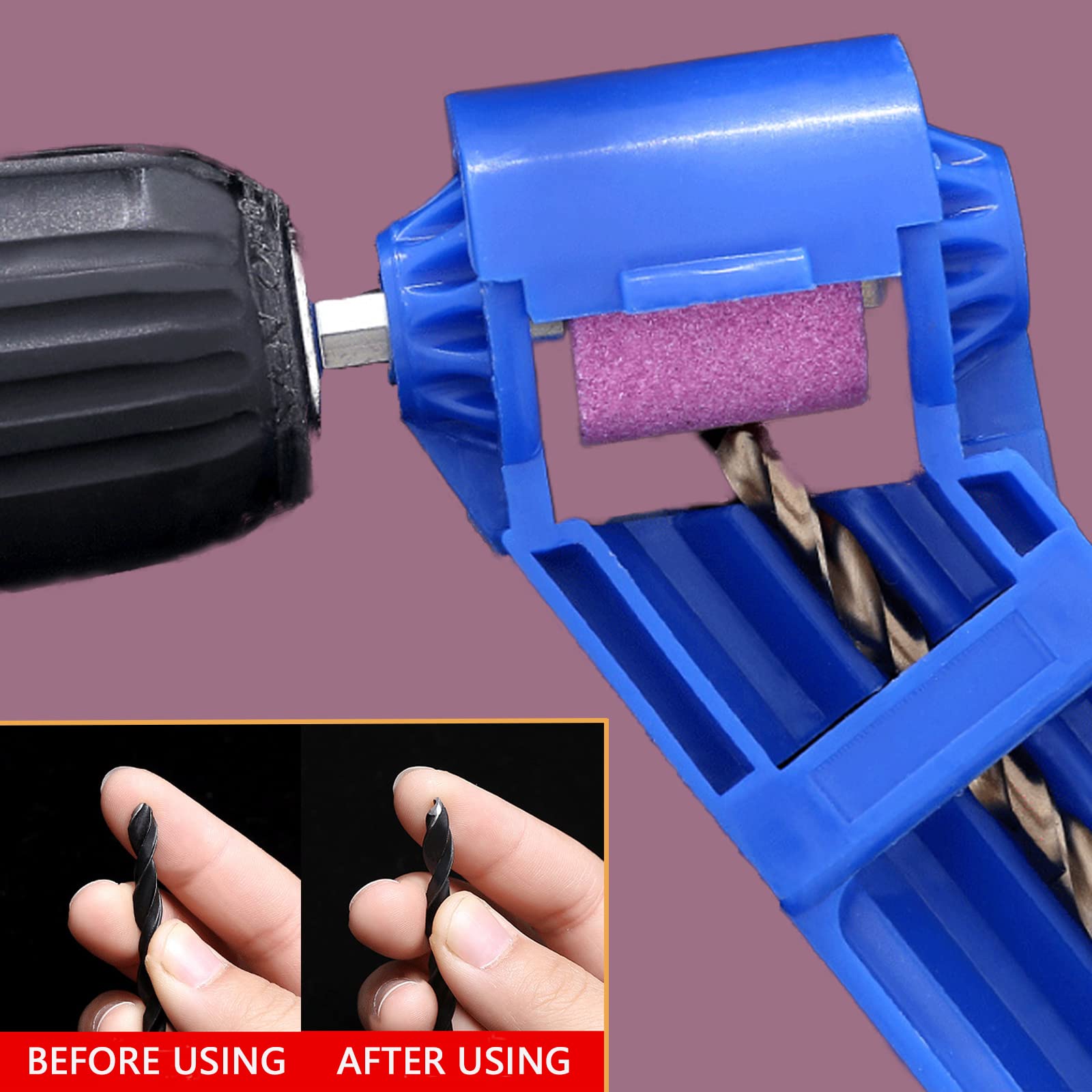2Pcs Diamond Drill Bit Sharpener - Professional Drill Sharpening Tool for Iron & Metal, Includes 4 Millstones - Portable Hand Grinder for Polishing & Grinding - Perfect for DIY, Woodworking & Metalworking Projects