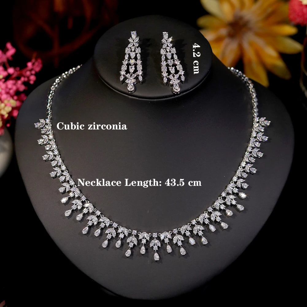 Luxury 2-Piece Water Drop Bridal Jewelry Set - Elegant Necklace & Earrings for Women | Perfect for Weddings, Prom, and Formal Occasions