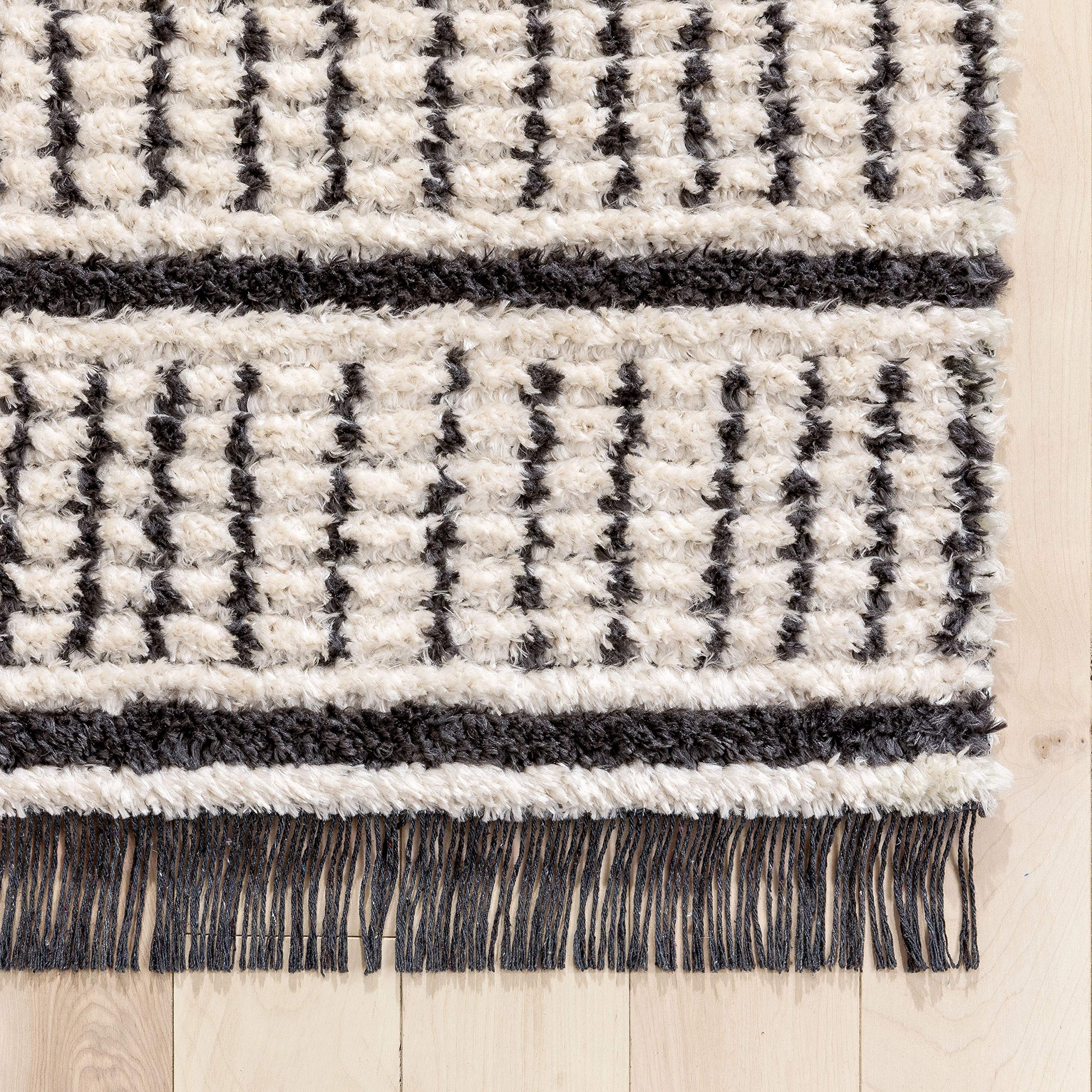 Well Woven Vihno Ivory Tribal Stripes Geometric Pattern Area Rug 5x7 (5'3