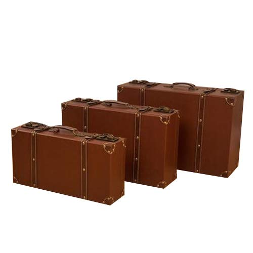 Vintage Leather Suitcase - Wooden Storage Box for Travel, Home Decor & Photo Props | 3 Sizes & Colors | Perfect for Window Displays, Vintage Photography & Themed Events