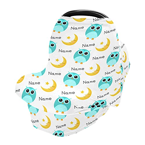 Personalized Baby Name Car Seat Covers - Soft Owl Nursing Cover for Breastfeeding - Perfect Baby Shower Gift for Boys & Girls - Ideal for Newborns, Travel, and Nursing in Public