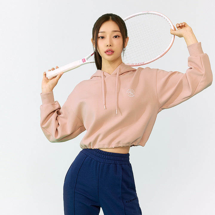 Soft Cotton String Crop Hoodie - Women's Fashion Pullover for Casual Wear & Street Style