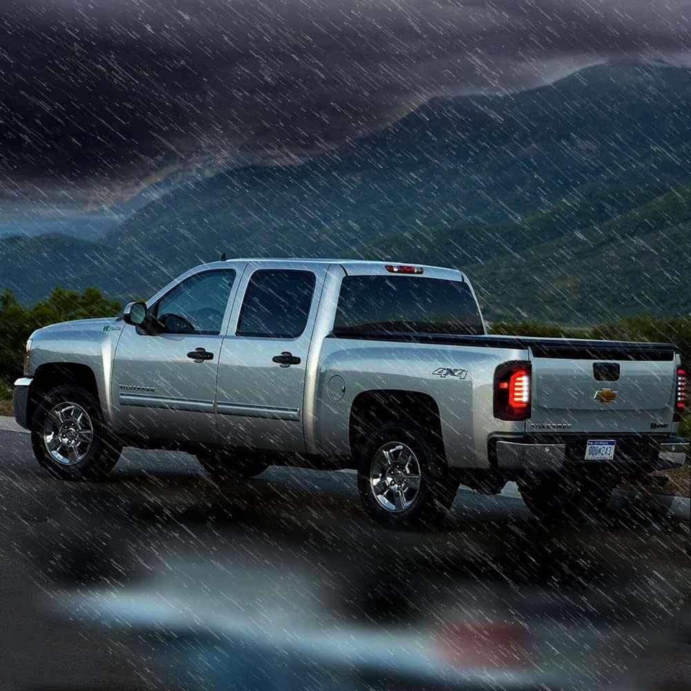 YUFANYA Full LED Tail Lights for 2007-2013 Chevy Silverado - Black Housing Brake Reverse Turn Signal Lamps (Driver & Passenger Side) - Upgrade Your Truck's Style & Safety for Night Driving & Off-Road Adventures