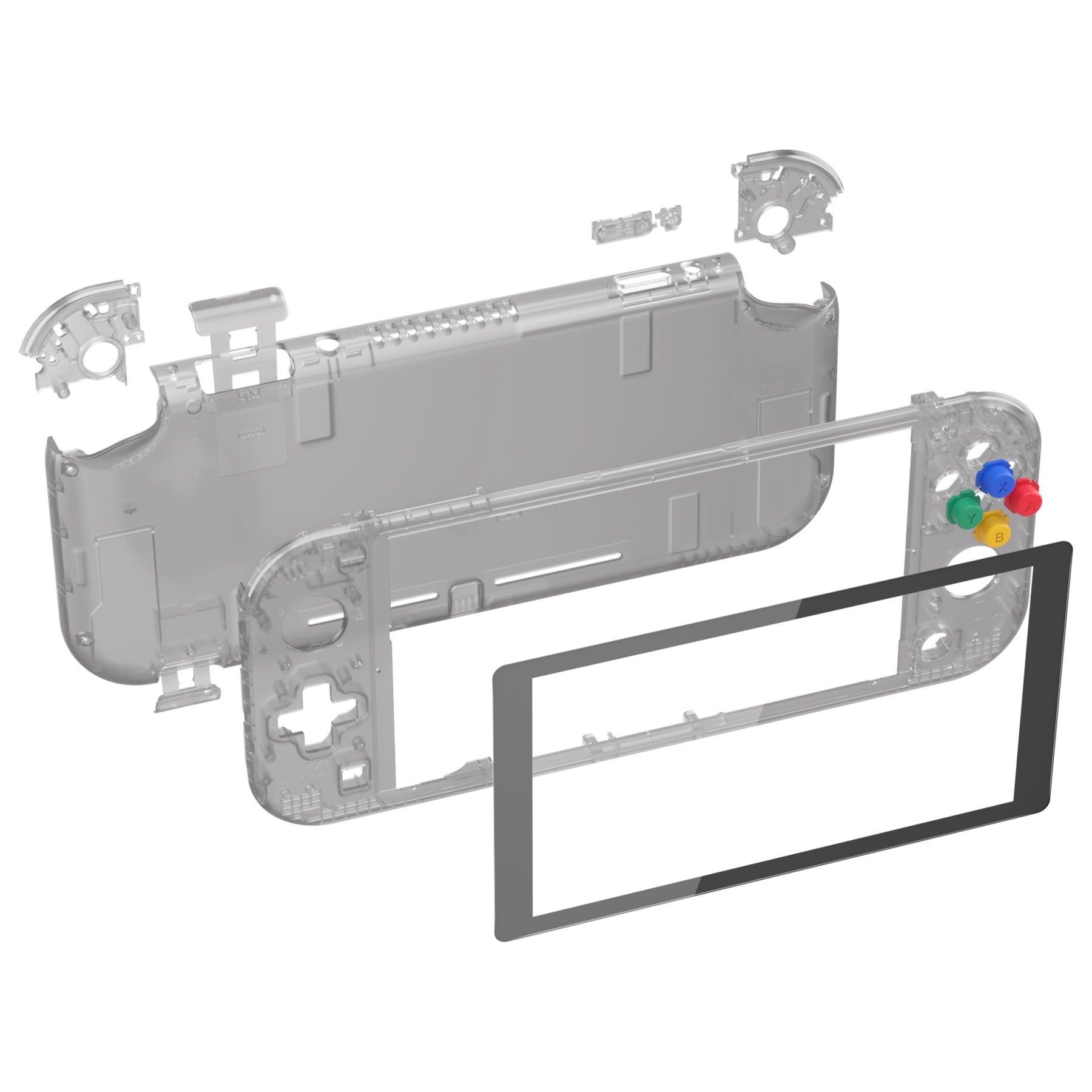 eXtremeRate Clear Black DIY Replacement Shell for Nintendo Switch Lite - Custom Controller Housing with Screen Protector | Durable Case Cover for NSL Handheld Console | Perfect for Gaming Enthusiasts & DIY Modders