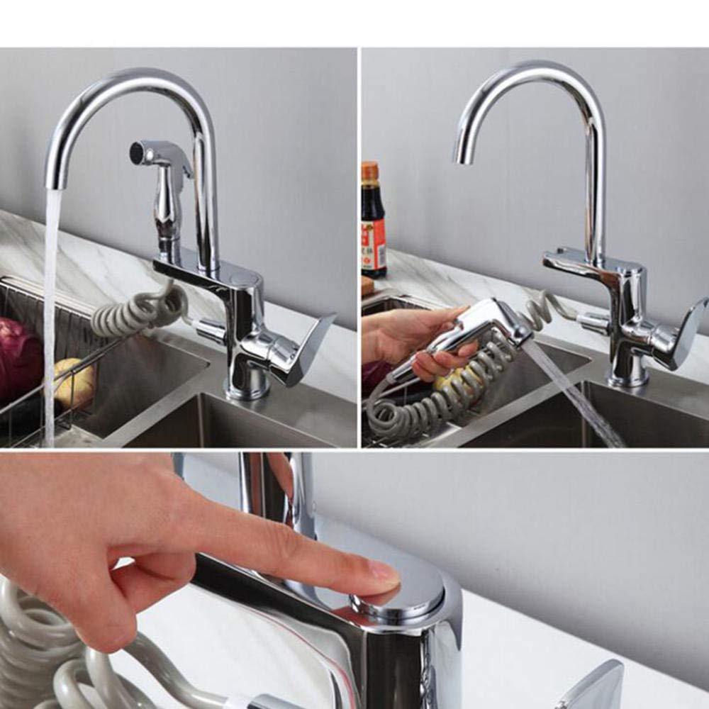 High-Quality Pull-Out Sprayer Kitchen Faucet with Hot & Cold Mixing - 360° Rotating Retractable Spray Gun for Modern Sink | Perfect for Cooking, Washing Dishes & Cleaning Vegetables