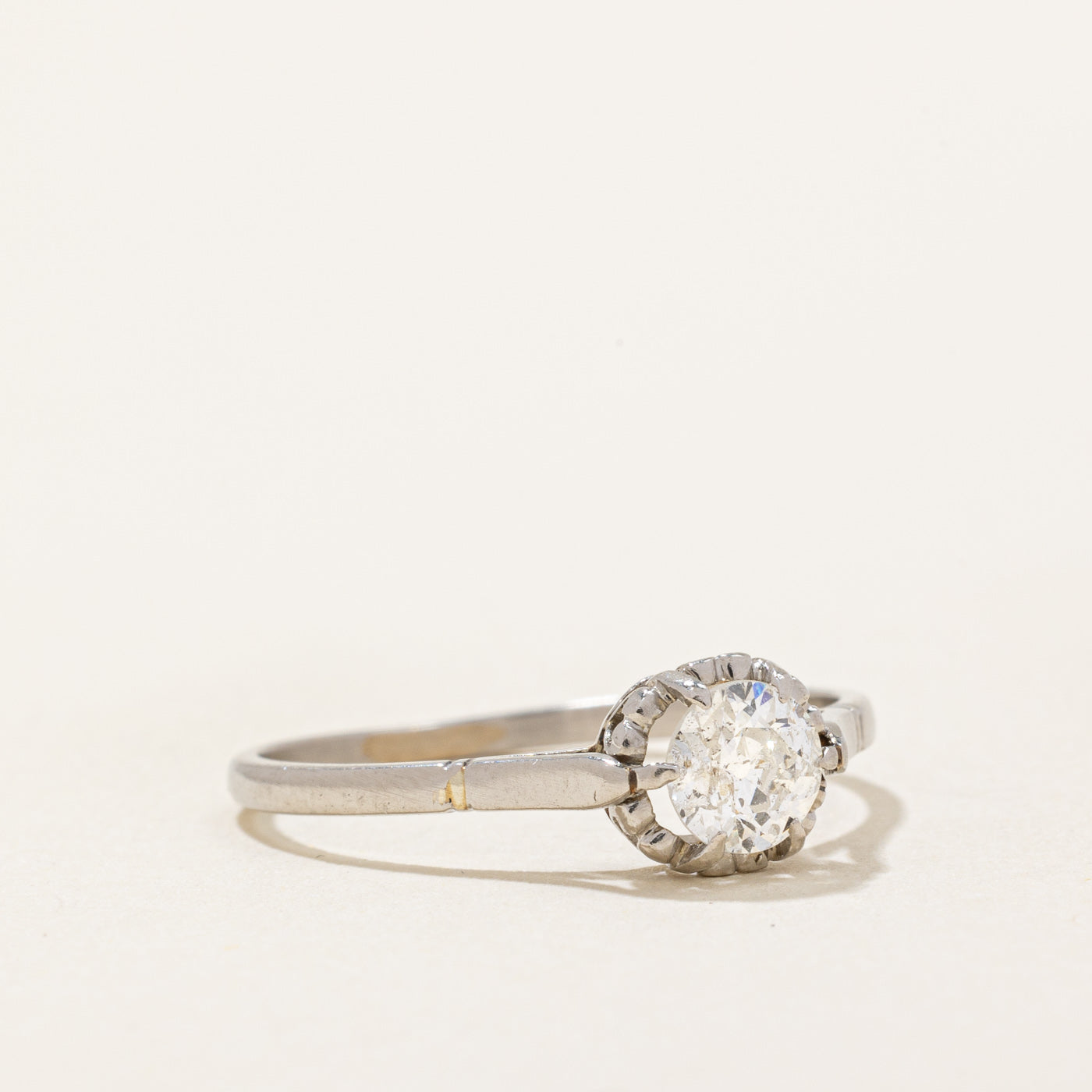 Vintage Platinum Old European Cut Diamond Engagement Ring 0.42ct - Size 6.75 | Antique Wedding Band, Heirloom Jewelry for Brides & Anniversaries