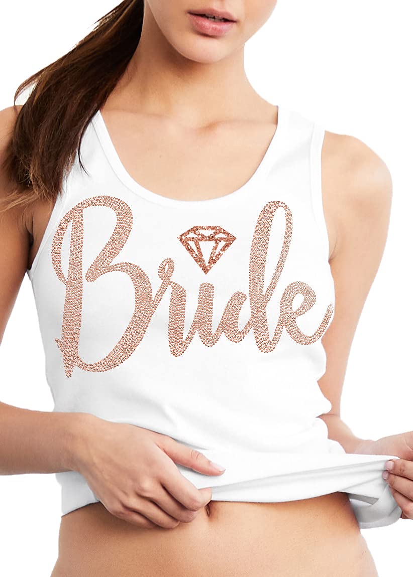 Sparkling Rhinestone Sash T-Shirts for Bride & Bridal Party - Bachelorette, Bridesmaid, Maid of Honor & Bride Squad Tank Tops - Perfect for Wedding Showers, Bachelorette Parties & Bridal Events