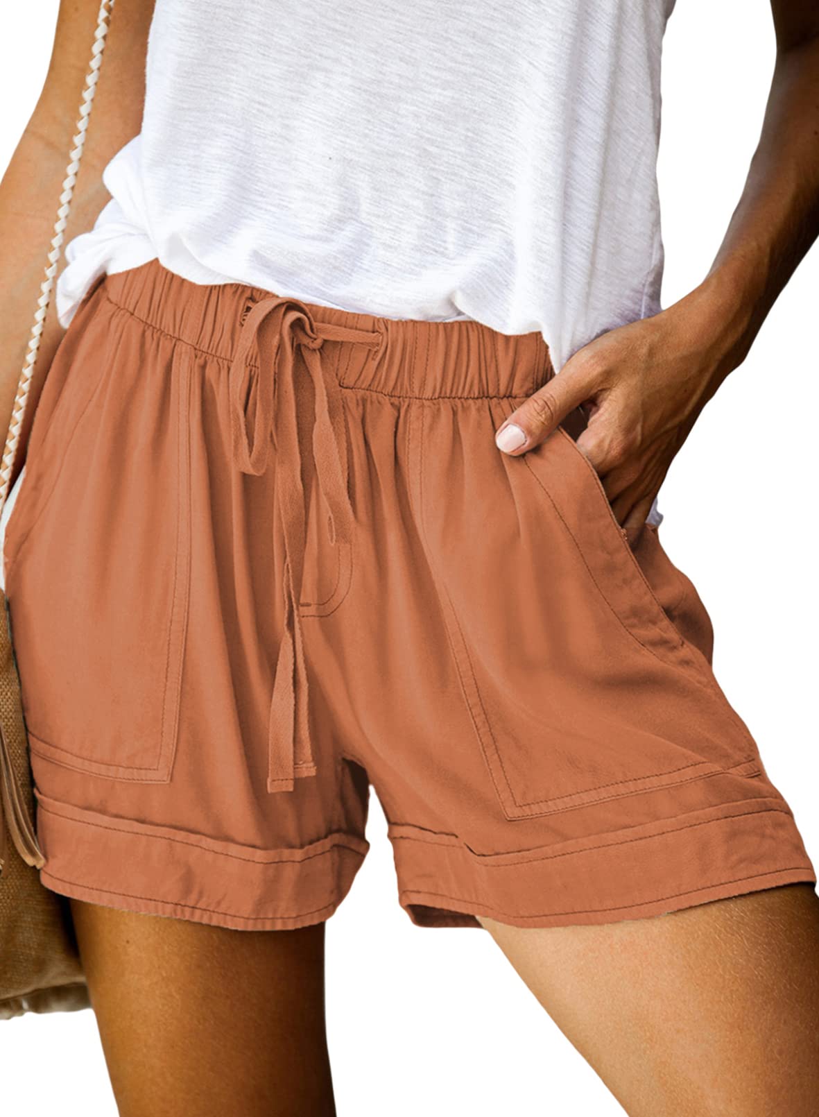 Women's Comfortable Drawstring Casual Shorts with Elastic Waist & Pockets - Perfect for Yoga, Running, Travel & Lounge Wear