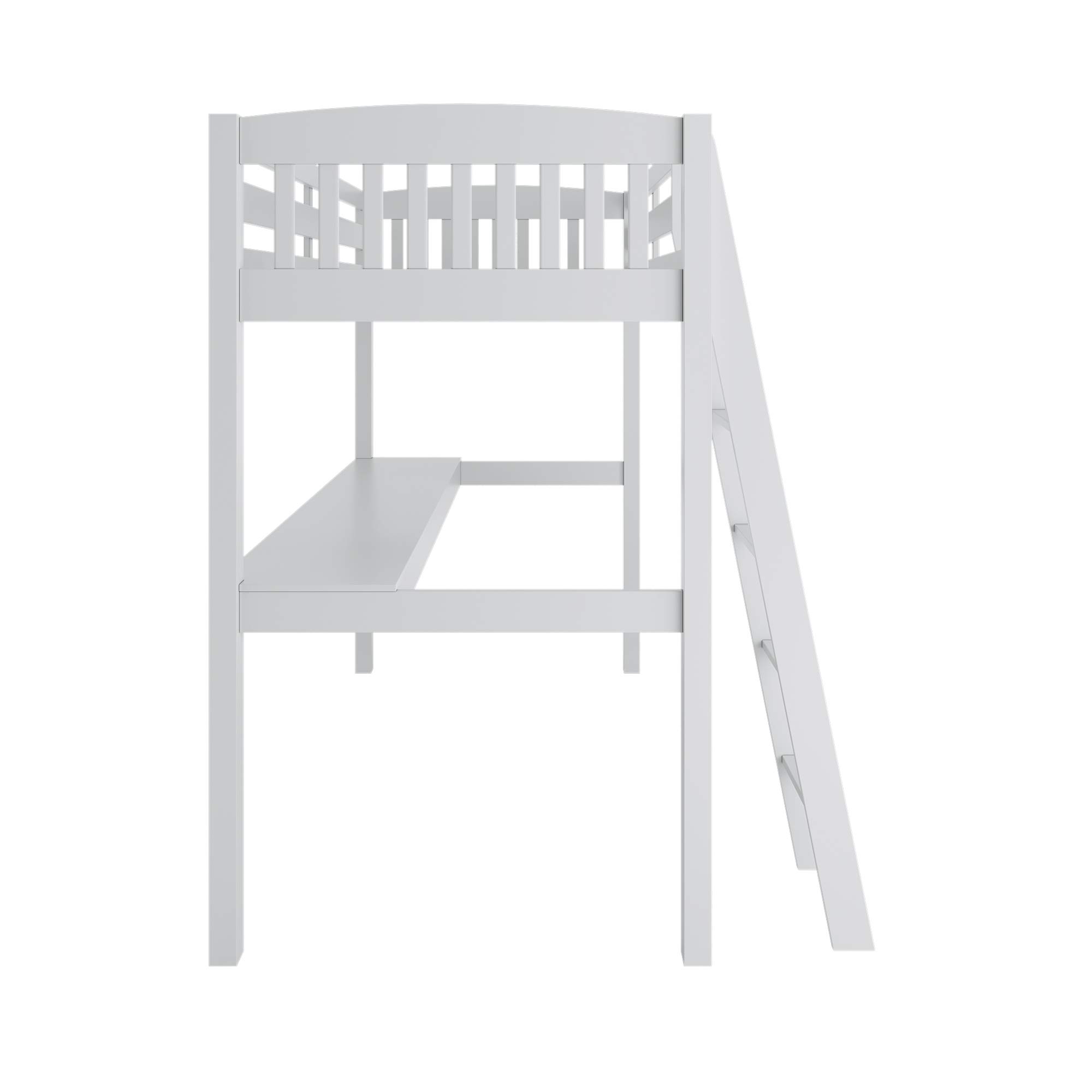 Bellemave Full Loft Beds with Desk - 100% Solid Wood Loft Bed Frame for Teens & Kids - Dorm Room Furniture - Space Saving Study & Sleep Solution (Full Size, White) - Perfect for Small Bedrooms & College Dorms
