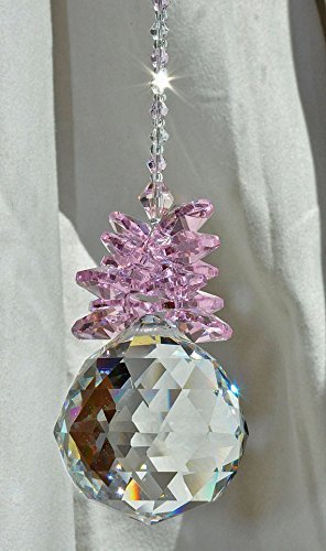 Pink Rose Crystal Ball Pineapple Suncatcher - Rainbow Maker & Window Light Catcher Ornament for Baby Girl Shower, Nursery Decor, Wedding Centerpiece, Home & Garden Decoration