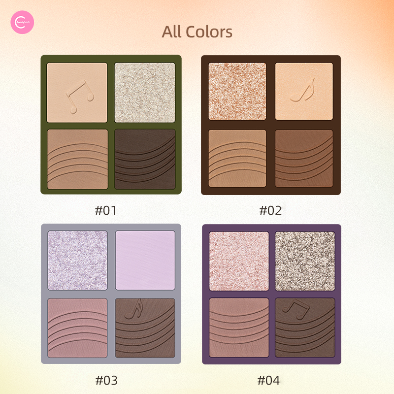RMT Lumière Vinyl 4-Color Eyeshadow Palette - Long Lasting Pigmented Makeup for Day & Night Looks - Perfect for Parties, Weddings & Everyday Wear