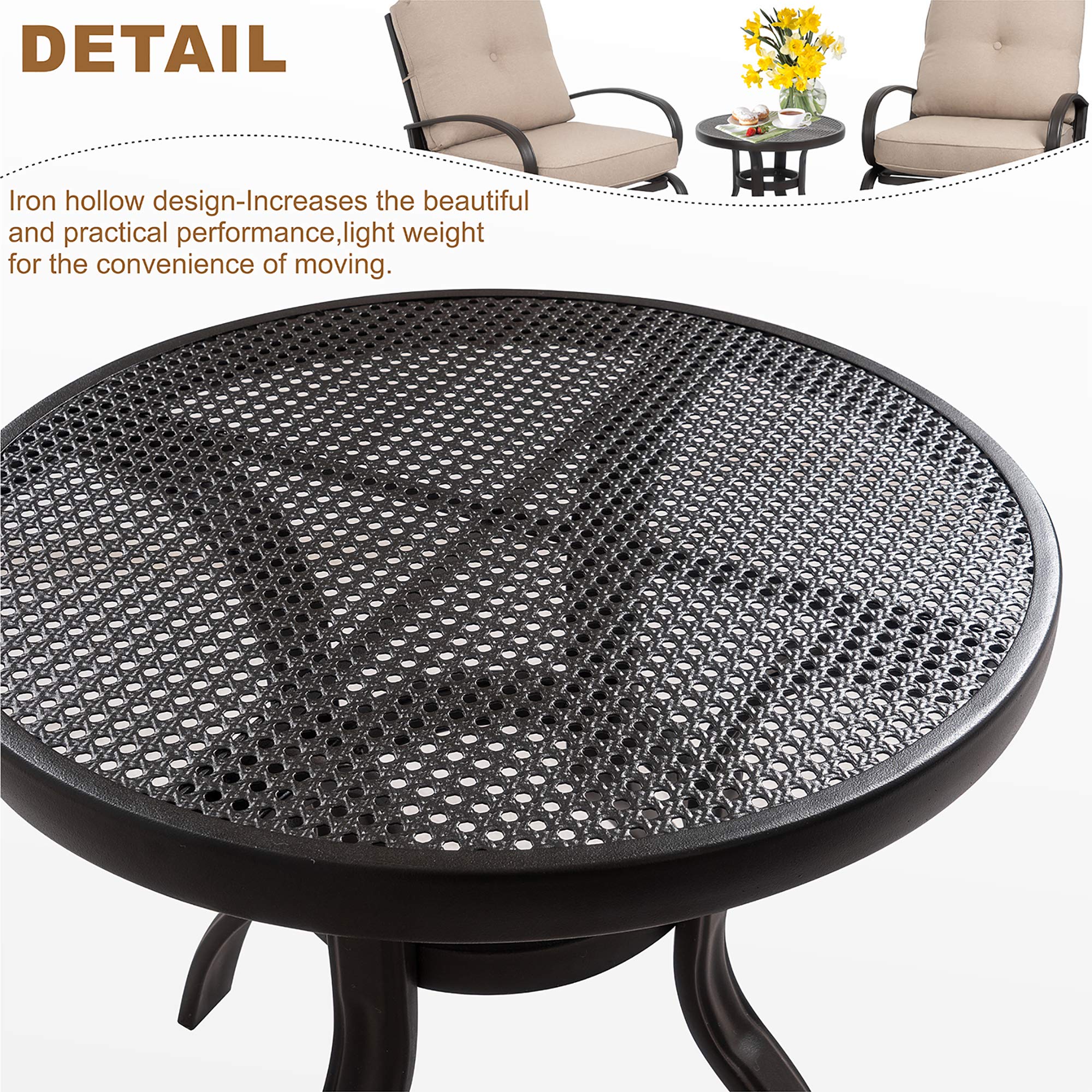 4-Piece Outdoor Patio Furniture Set with Glider Loveseat, Coffee Table & 2 Spring Chairs - Wrought Iron Frame with Beige Cushions for Garden, Backyard & Deck Relaxation