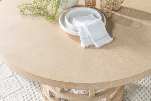 Biscayne Round Pedestal Dining Table - 42 Inch Beige Kitchen Table for Small Spaces | Perfect for Breakfast Nook, Apartment Dining & Cozy Gatherings
