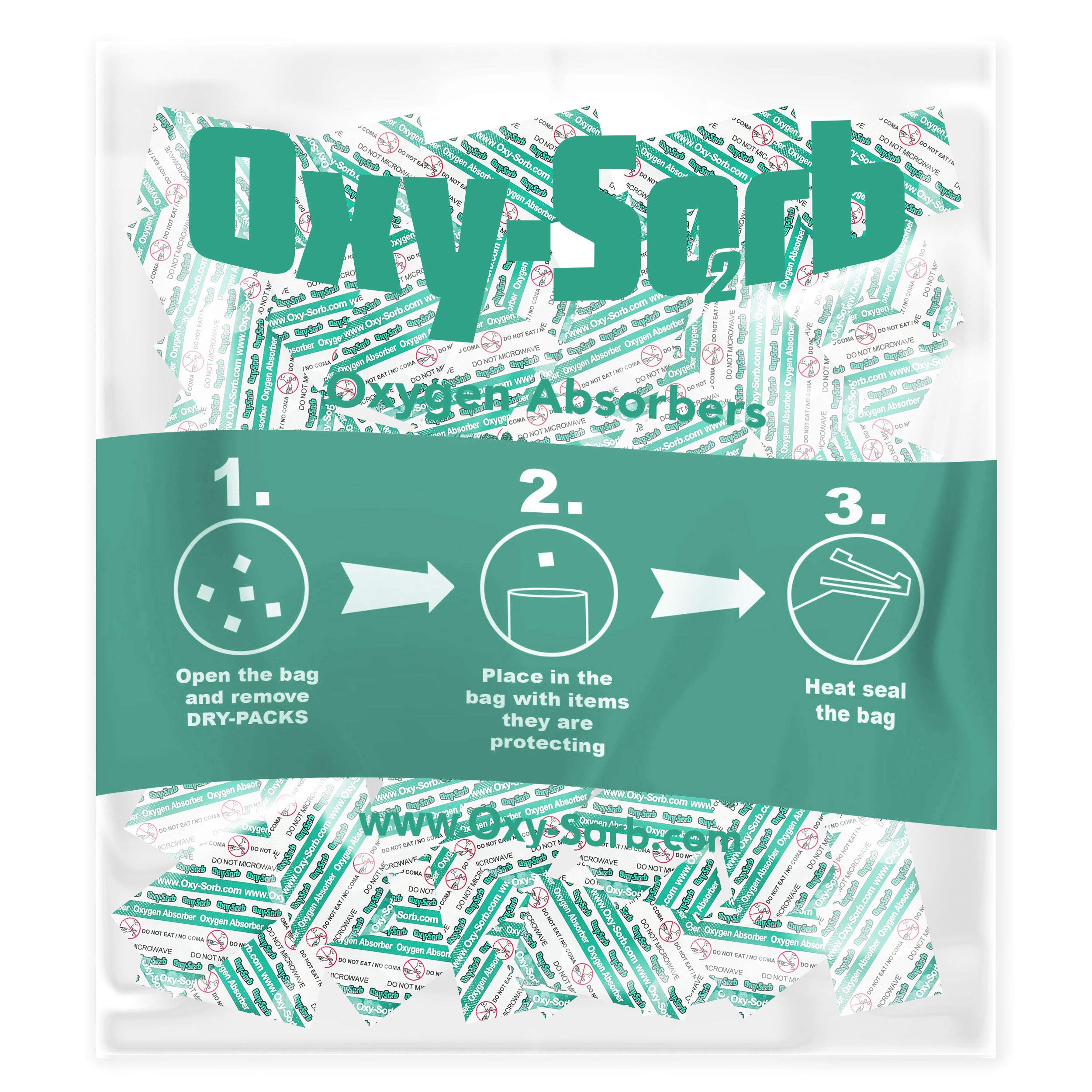 Oxy-Sorb 100cc Oxygen Absorbers (100 Pack) - Food Grade O2 Absorbers for Long-Term Food Storage | Preserve Freshness in Mylar Bags, Mason Jars & Canning | Ideal for Emergency Kits, Camping & Bulk Food Preservation