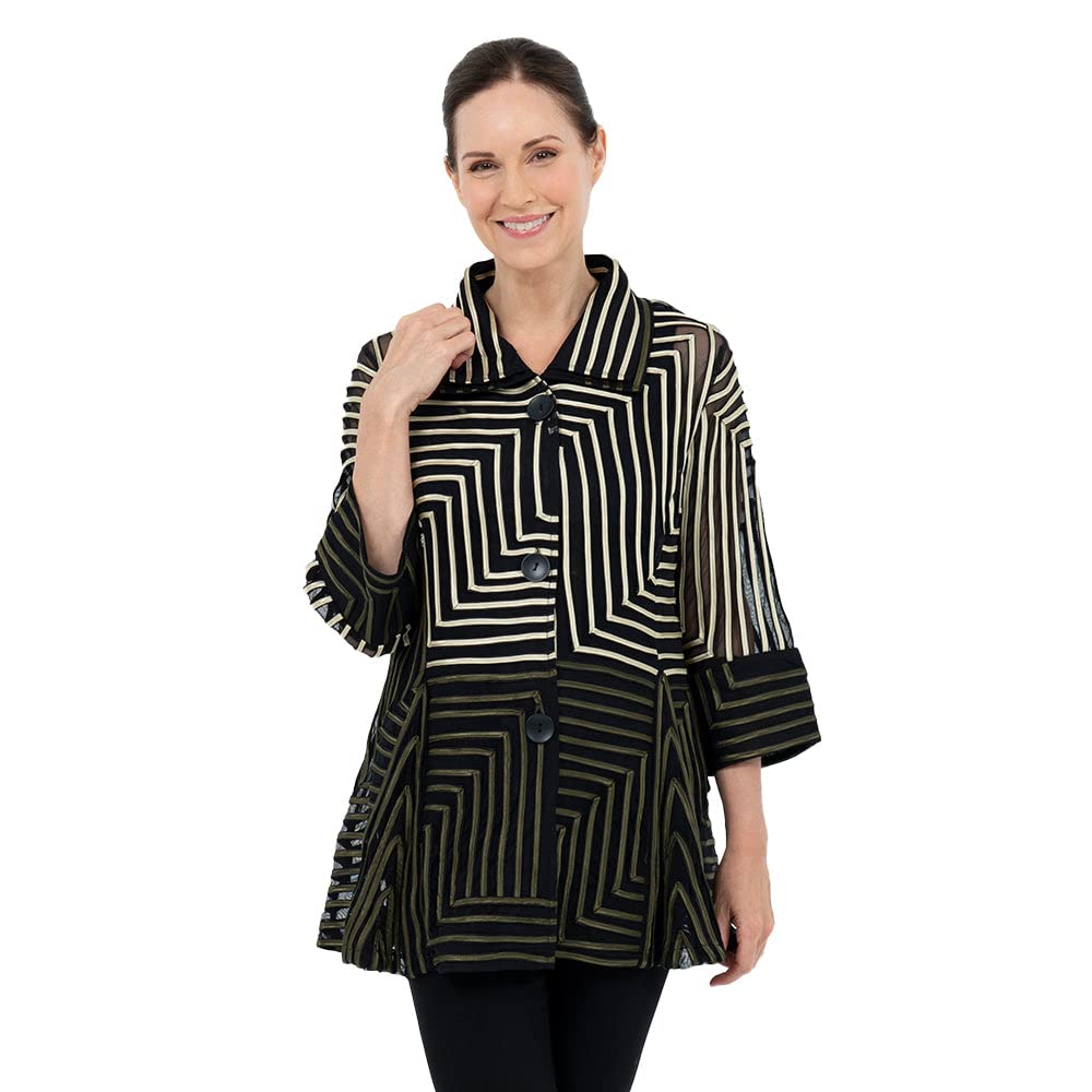 Geometric Soutache Embroidered Women's Jacket - Elegant Boho Chic Outerwear for Casual Wear & Special Occasions