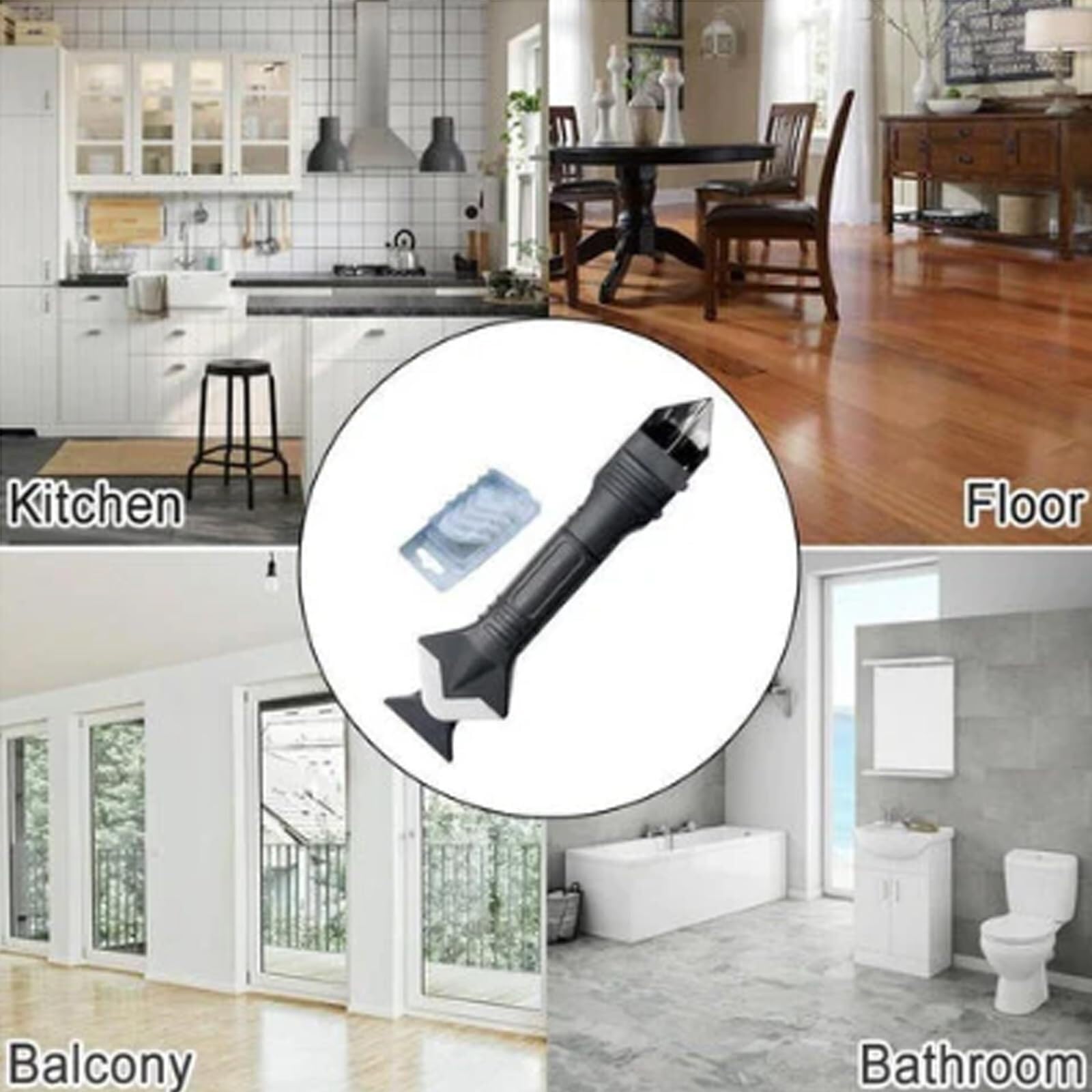 Visulong 3-in-1 Multi-Function Caulking Tool - Stainless Steel Silicone Remover & Caulk Scraper for Bathroom, Kitchen & Home Renovation Projects
