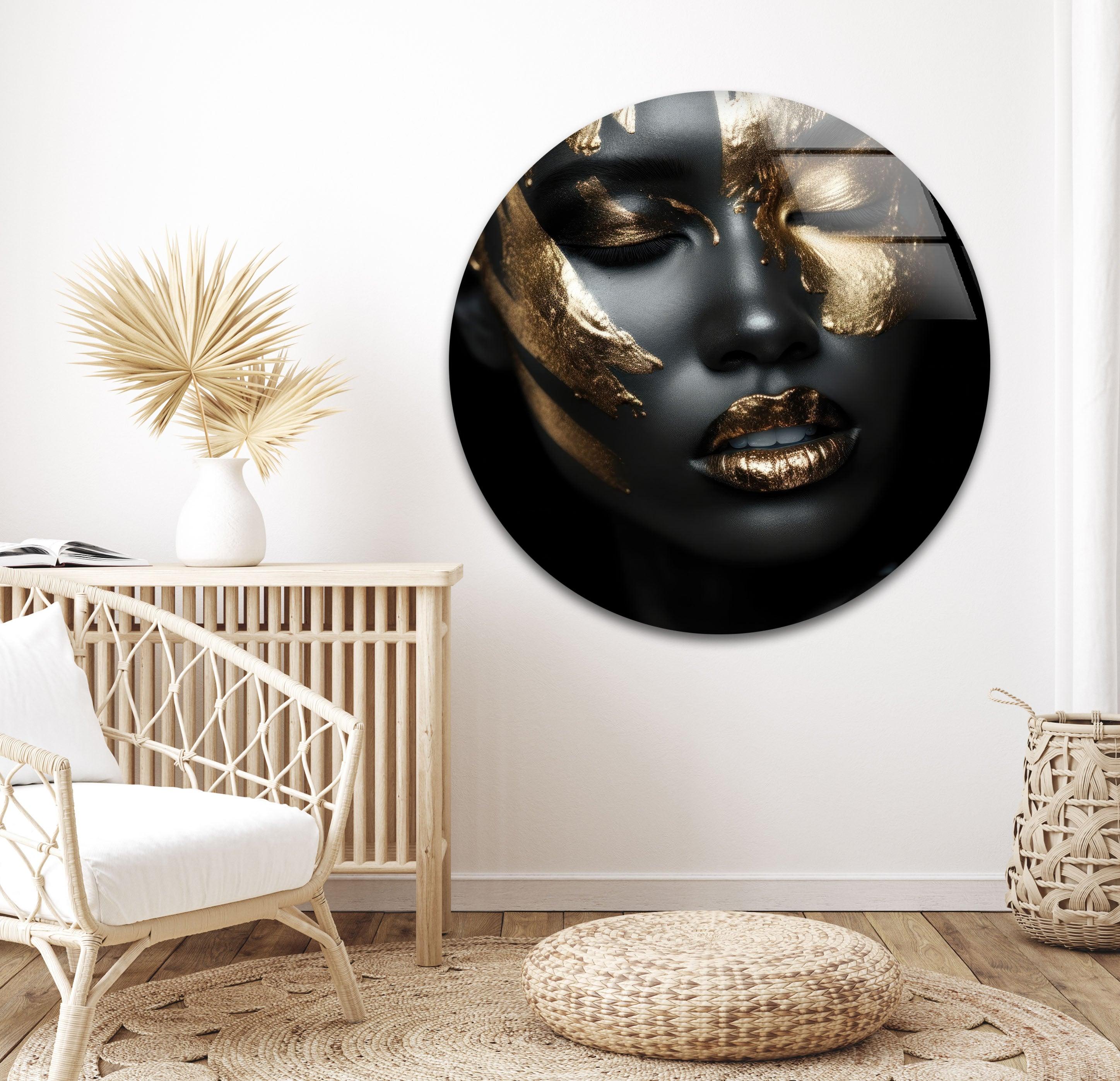 Black Woman Glass Wall Art - Elegant Handmade Home Decor for Living Room, Bedroom & Office - Perfect Gift for Women, African American Art