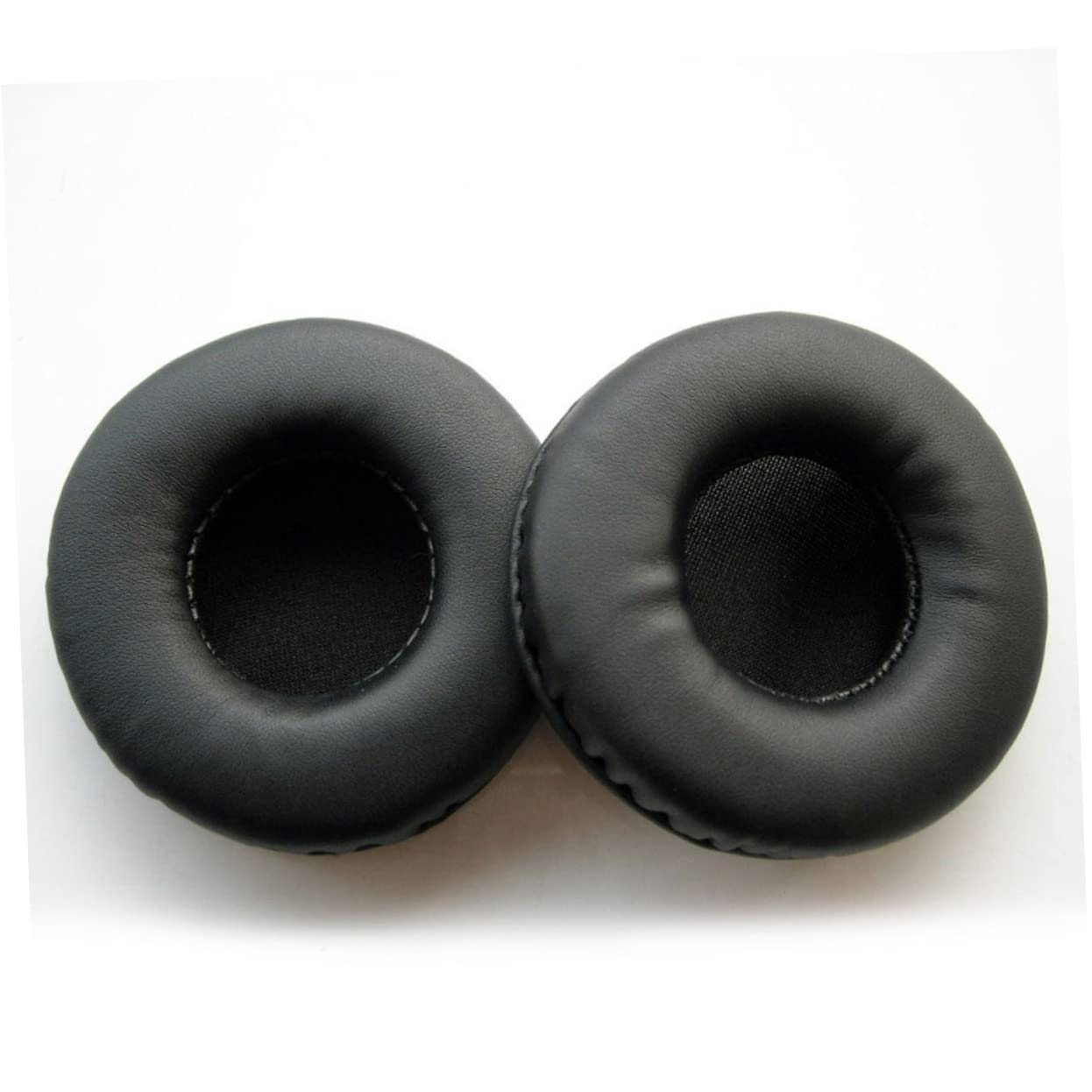 CAXUSD 2 Pack Round Leather Earphone Covers - Noise Reduction Headphone Pads, Comfortable Fit for Headphones (Black) | Perfect for Travel, Work & Home Use