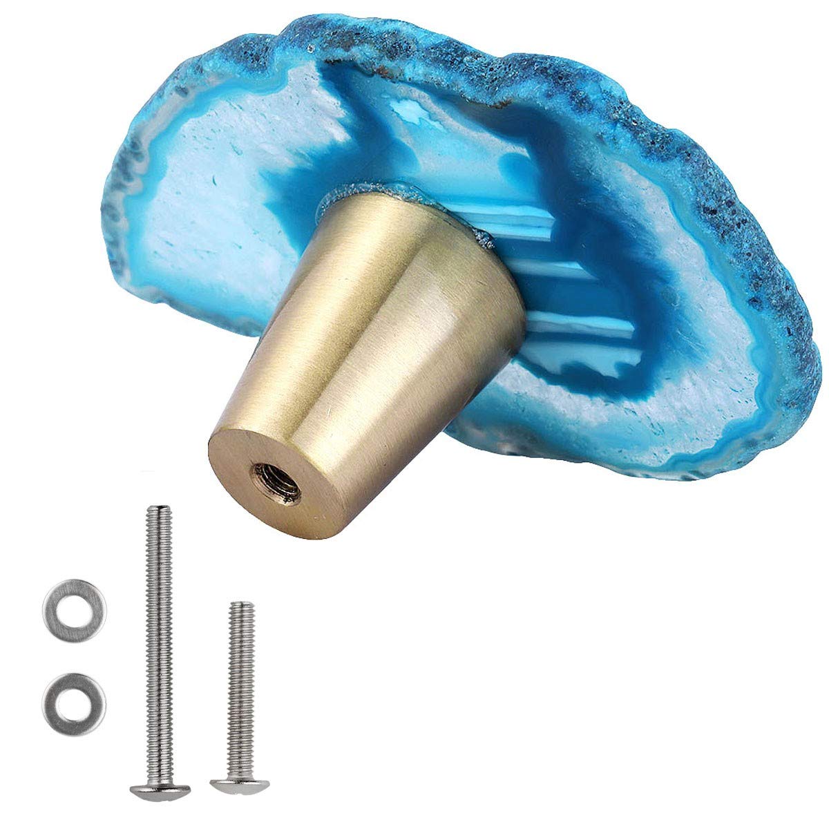 Rockcloud 4-Pack Blue Agate Slice Cabinet Knobs - Elegant Drawer Pulls for Dressers, Cupboards & Doors - Durable Home Decorative Hardware for Kitchen, Bathroom & Bedroom Furniture