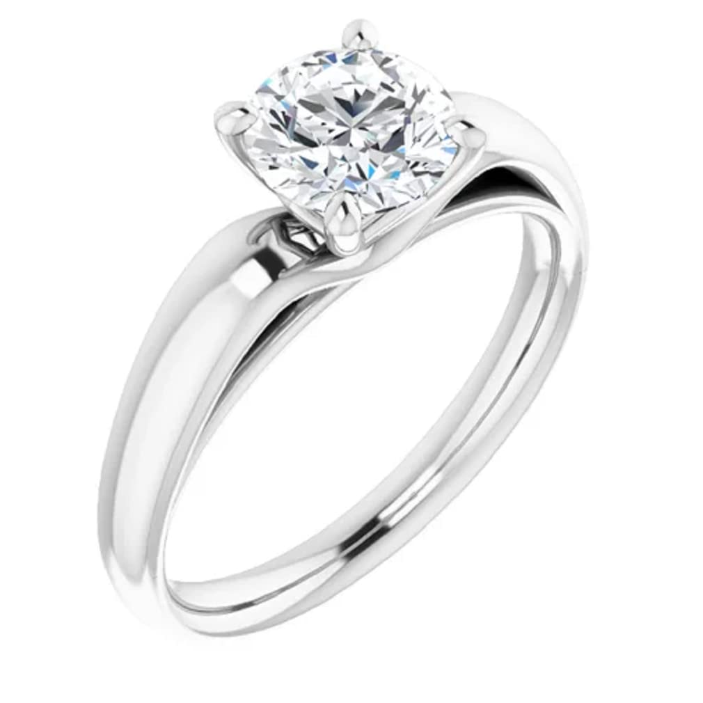 10K Solid White Gold Handmade Engagement Ring - 1 CT Round Cut Moissanite Solitaire Wedding Band for Women | Perfect for Proposals, Anniversaries & Bridal Jewelry Gifts