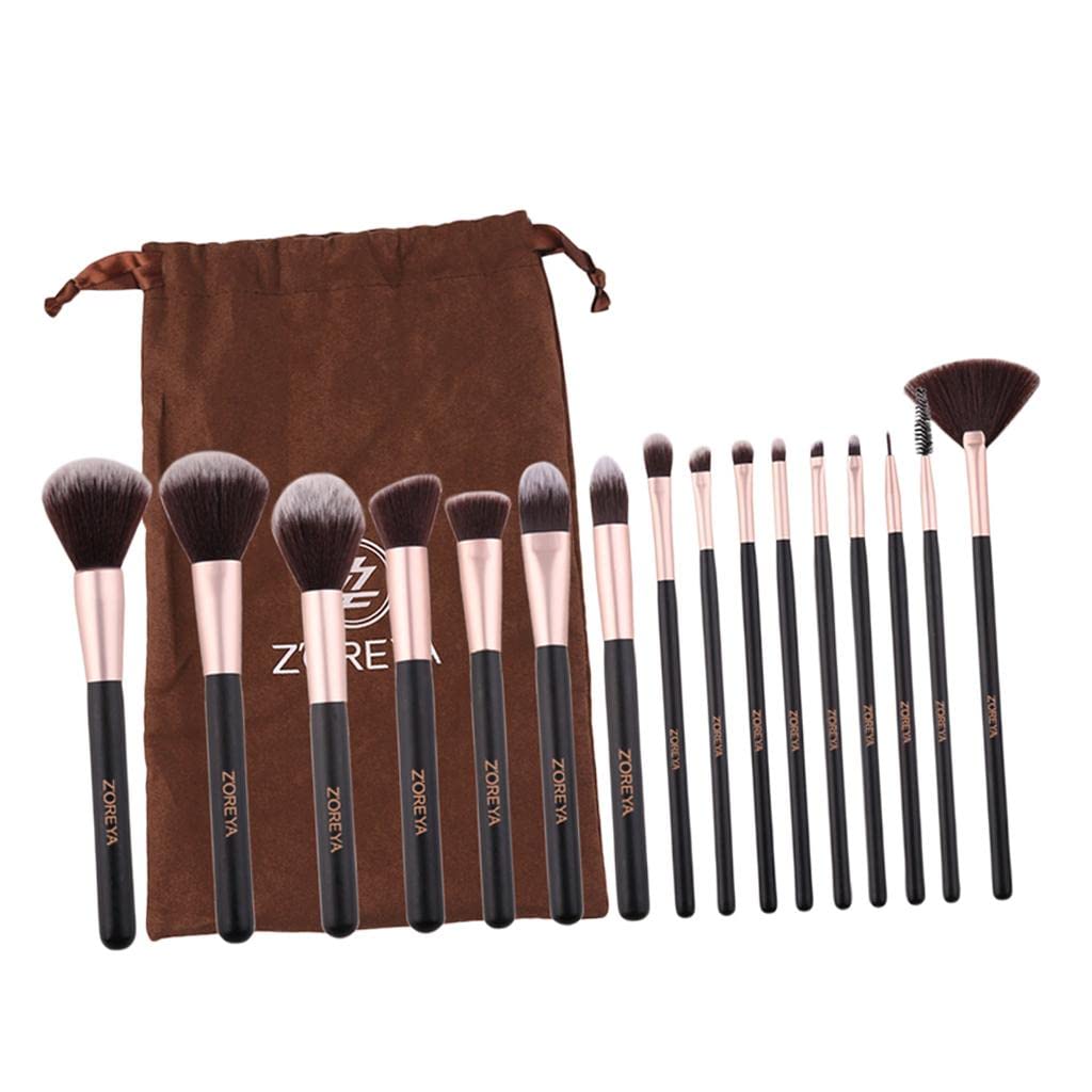Trendy Retail® 16 Piece Professional Makeup Brush Set with Travel Case - Perfect for Eyeshadow, Blush, Foundation & Powder Application - Ideal for Home, Travel & Professional Makeup Artists