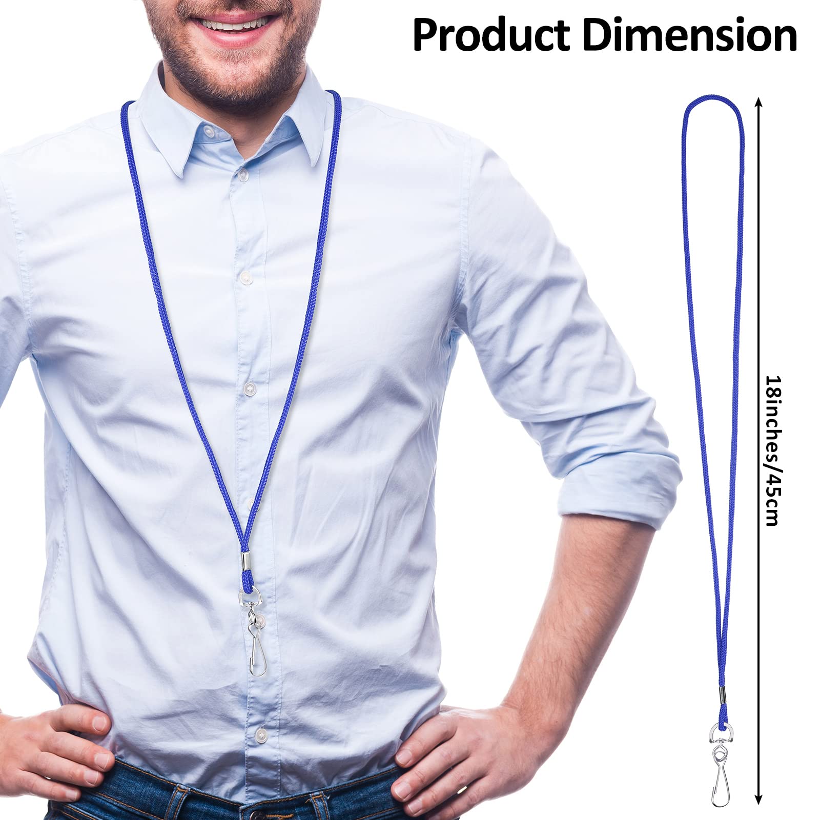 150 Pcs ID Badge Lanyards with Swivel Hook - Thin Neck Strap for Safety & Business Cards - Office & School Use