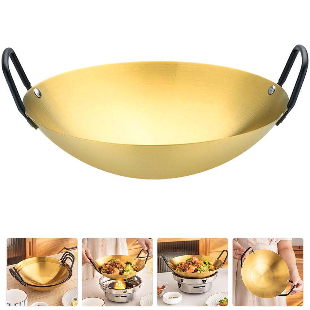 Stainless Steel Double Handle Frying Pot - Cabilock Durable Cooking Utensil for Kitchen & Outdoor Use - Versatile Ramen & Hot Pot Cookware for Home, Camping & Restaurant - Perfect for Boiling, Frying & Stewing