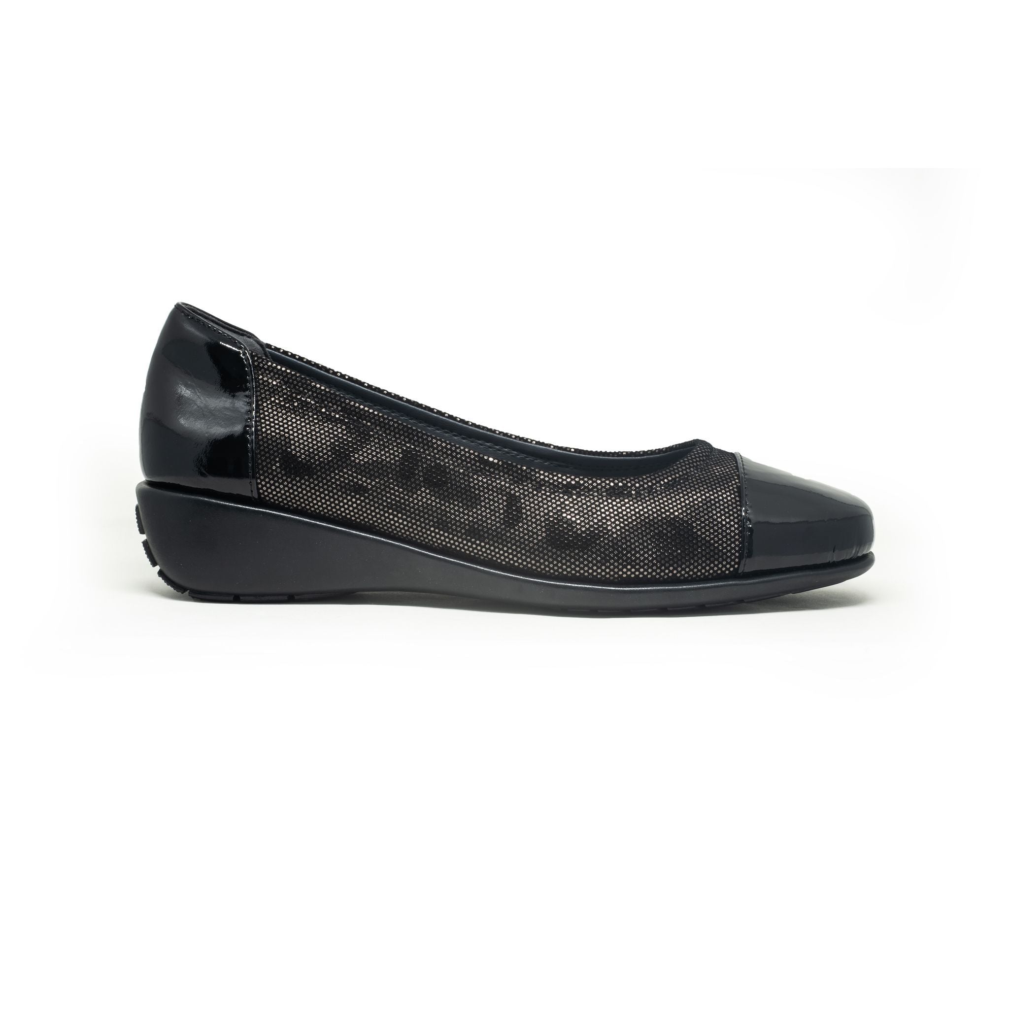 Barani Textured Leather Pumps with Micro Wedge - Women's Fashion Shoes for Work & Party | Black 8948 128TX | Comfortable Heels for Office, Wedding & Evening Events