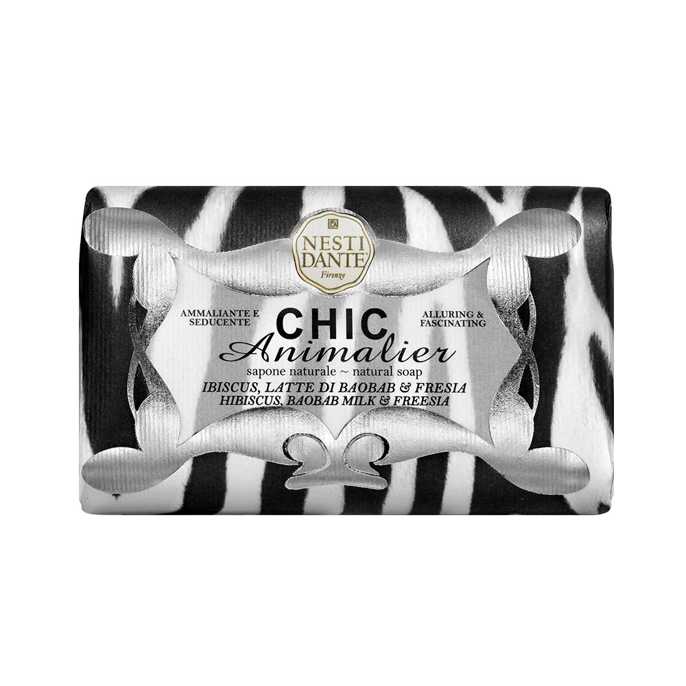 NESTI DANTE Luxury White Tiger Scented Soap Bar 250g - Exotic Animal Print Design for Bath & Gift, Handmade in Italy - Perfect for Spa, Home Relaxation & Unique Present