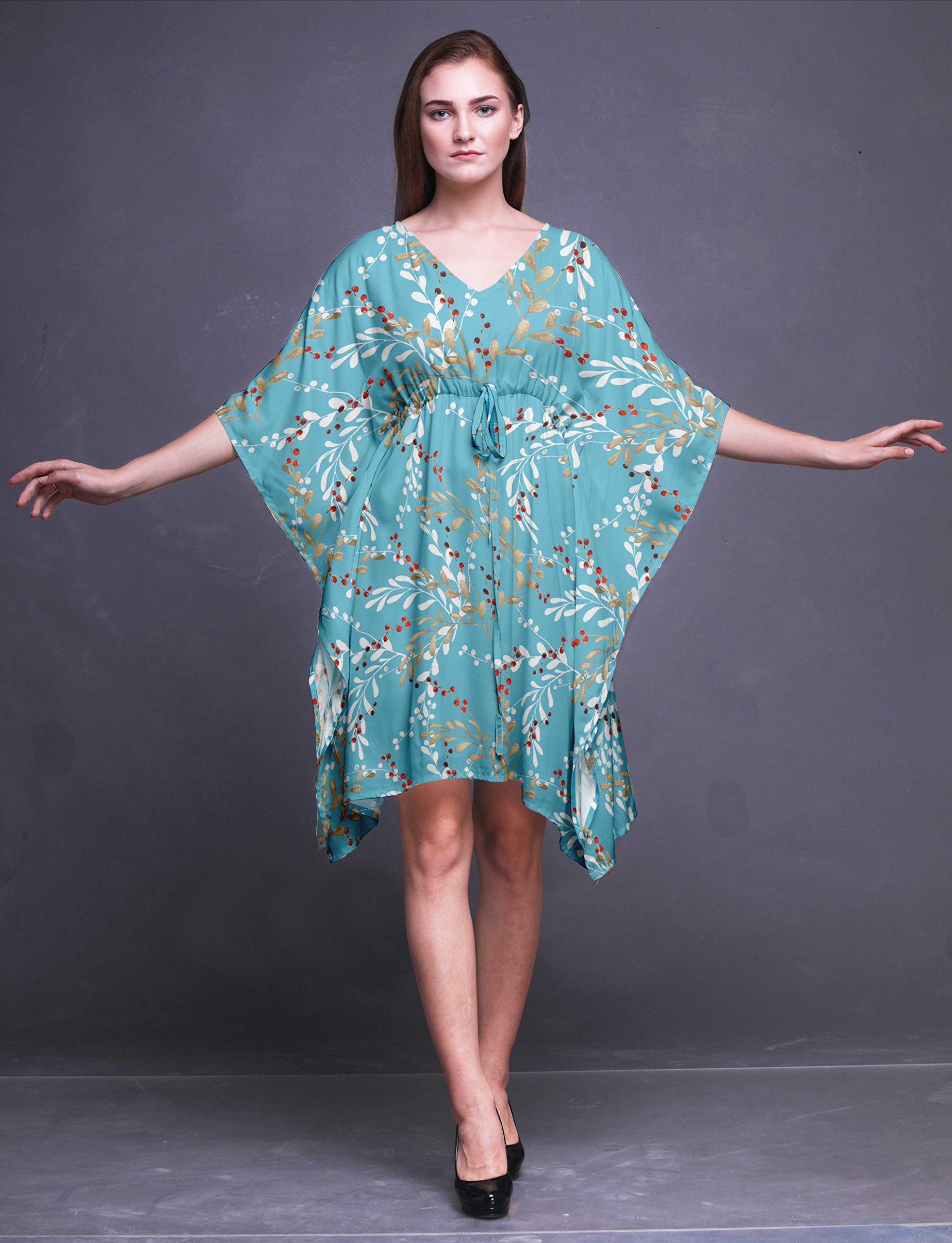 Bimba Short Caftan Midi Dress - Women's Beach Cover Up Swimwear Kaftan for Pool, Vacation & Summer Outfits