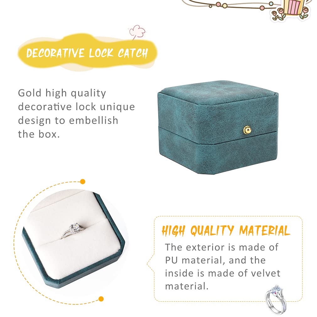 iSuperb Green Velvet Ring Jewelry Box - Elegant Engagement, Wedding & Proposal Ring Display Case - Perfect for Gifts, Ceremonies & Jewelry Storage