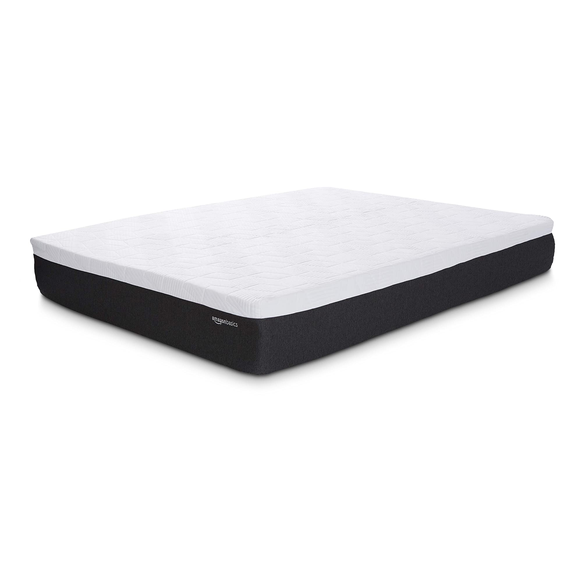 Amazon Basics Cooling Gel Memory Foam Mattress - Firm Queen Size (80x60x12 Inches), CertiPUR-US Certified, White/Dark Gray - Perfect for Hot Sleepers & Pressure Relief in Bedrooms, Guest Rooms & Dorms