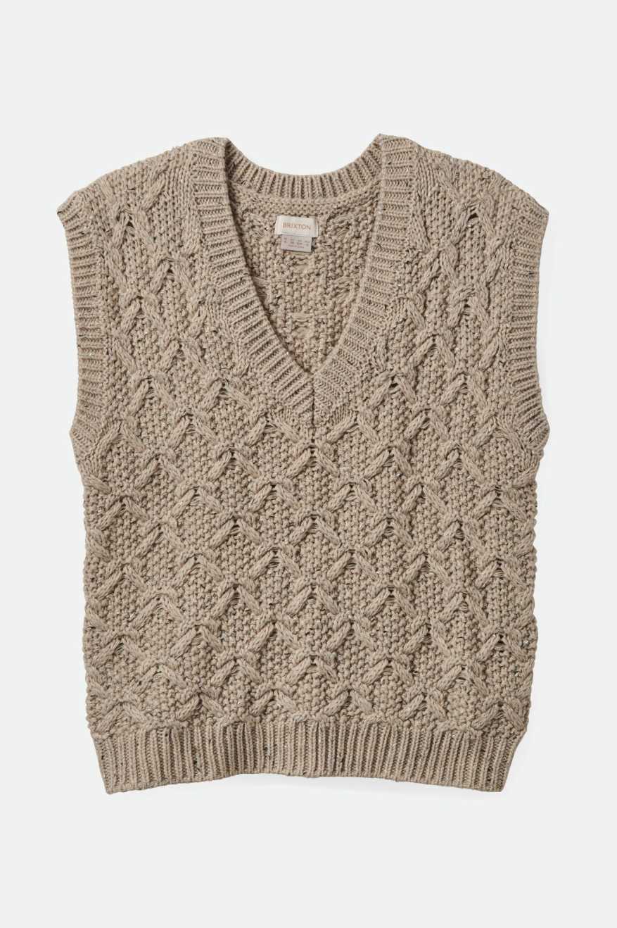 Lafayette Oversized Sweater Vest for Women - Marled Beige Knit Cardigan | Cozy Fall Winter Layering Piece for Casual Outfits & Office Wear