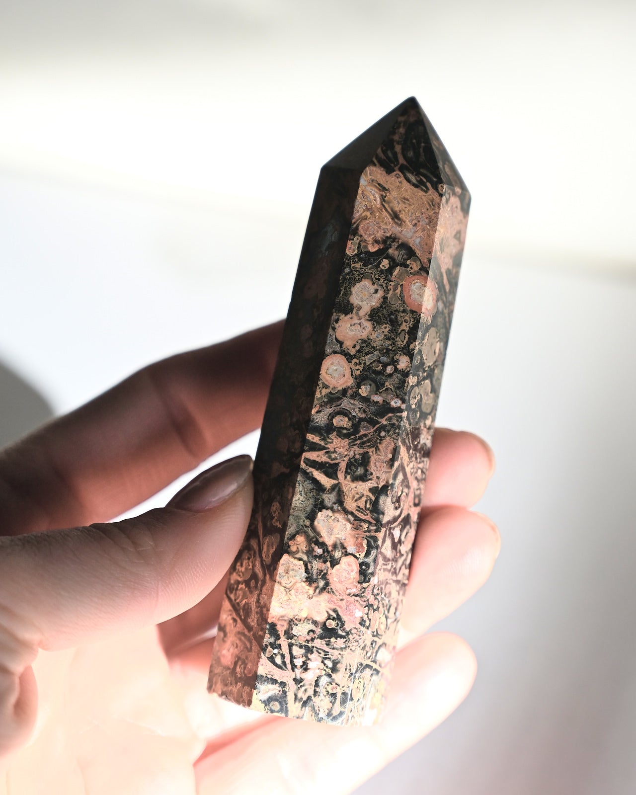 Leopard Skin Jasper Point - Natural Healing Stone for Meditation, Chakra Balancing & Spiritual Growth - Perfect for Jewelry Making, Home Decor & Energy Work